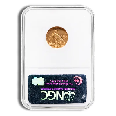 $2.5 Gold Indian Quarter Eagle - NGC MS62 — reverse view