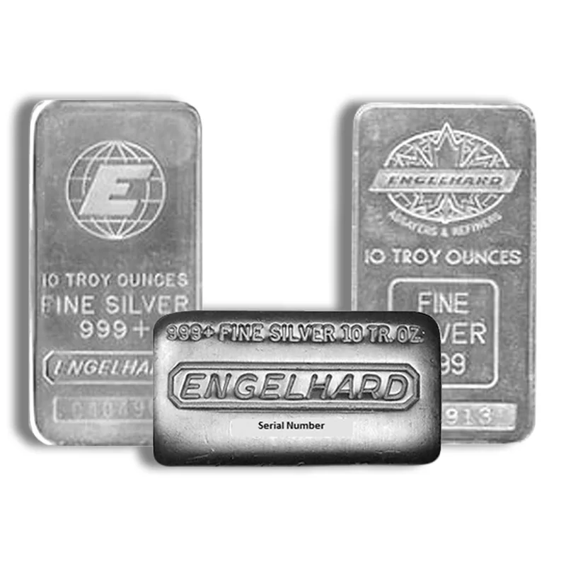 10 oz Silver Bar - Engelhard (Design Varies) — Silver bullion from Standard Bullion