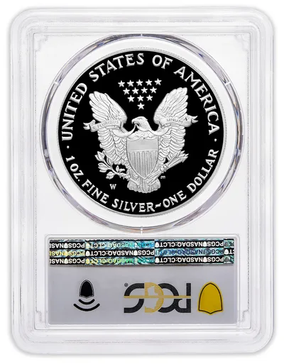 2001-W Proof Silver Eagle PCGS PR70 — reverse view
