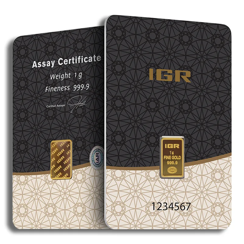 1 gram Gold Bar - IGR Metals (Carded) — Gold bullion from Standard Bullion