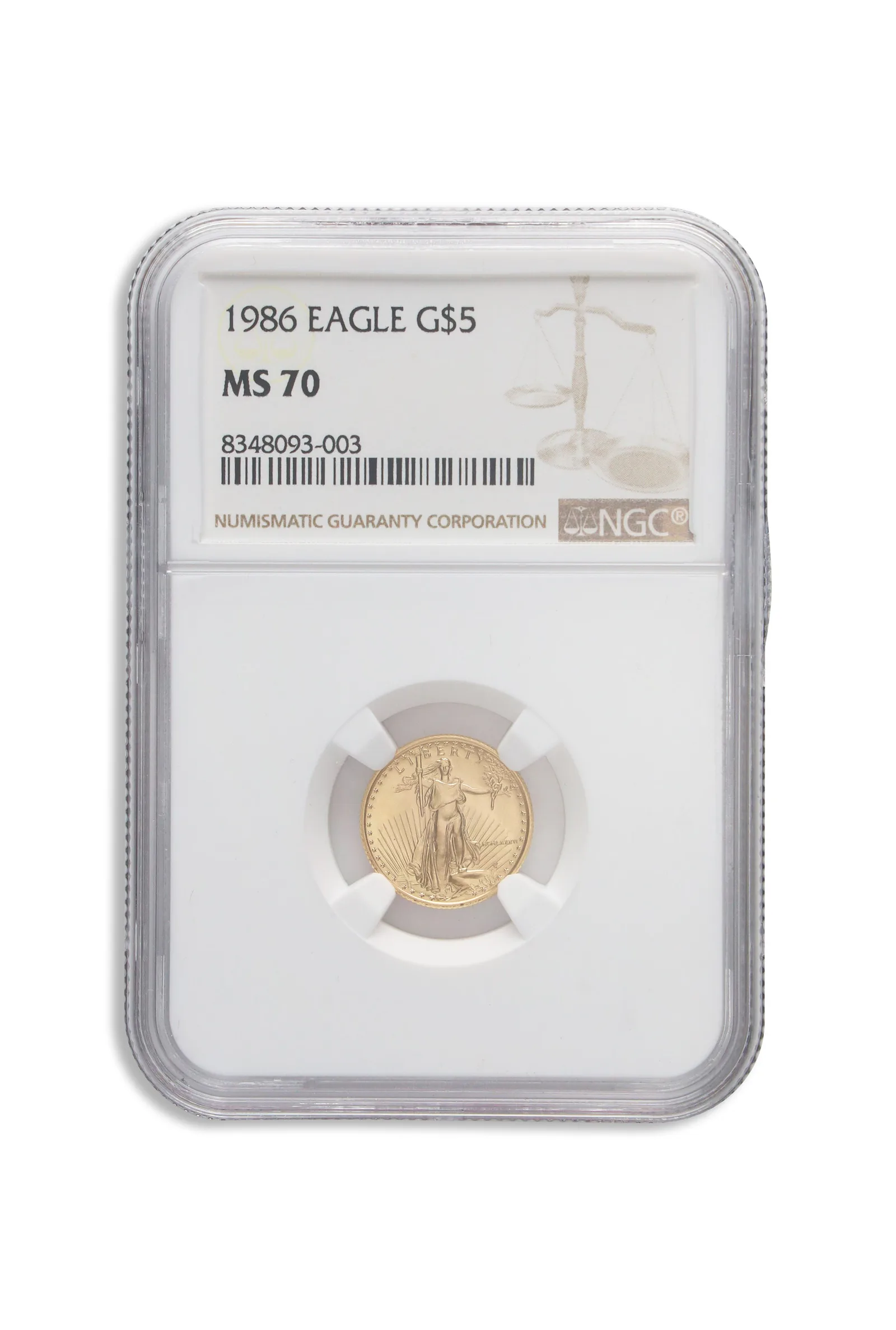 1986 1/10 oz Gold Eagle $5 NGC MS70 — Gold bullion from Standard Bullion