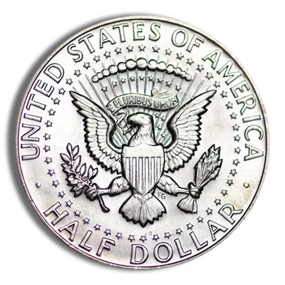 <body> FV 40% Silver Kennedy Half Dollars (1965-1969) - BU — reverse view