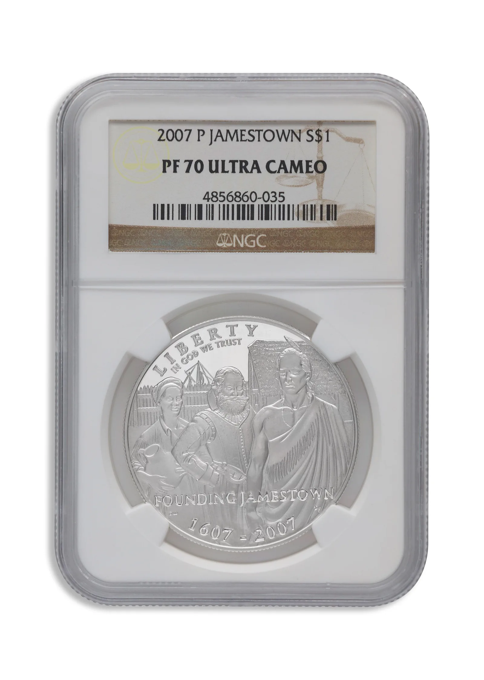 2007-P <body> Jamestown Silver Commem - NGC PF70 — Silver bullion from Standard Bullion