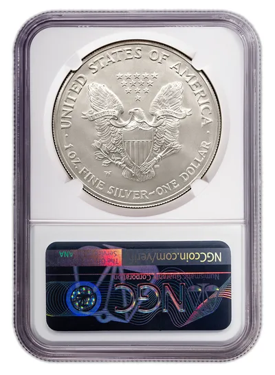 2020-W Burnished Silver Eagle NGC MS70 — reverse view