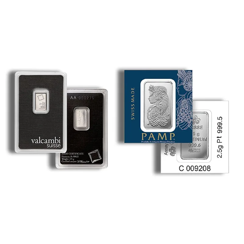 2.5 gram Platinum Bar - Brand Varies (Carded) — Platinum bullion from Standard Bullion