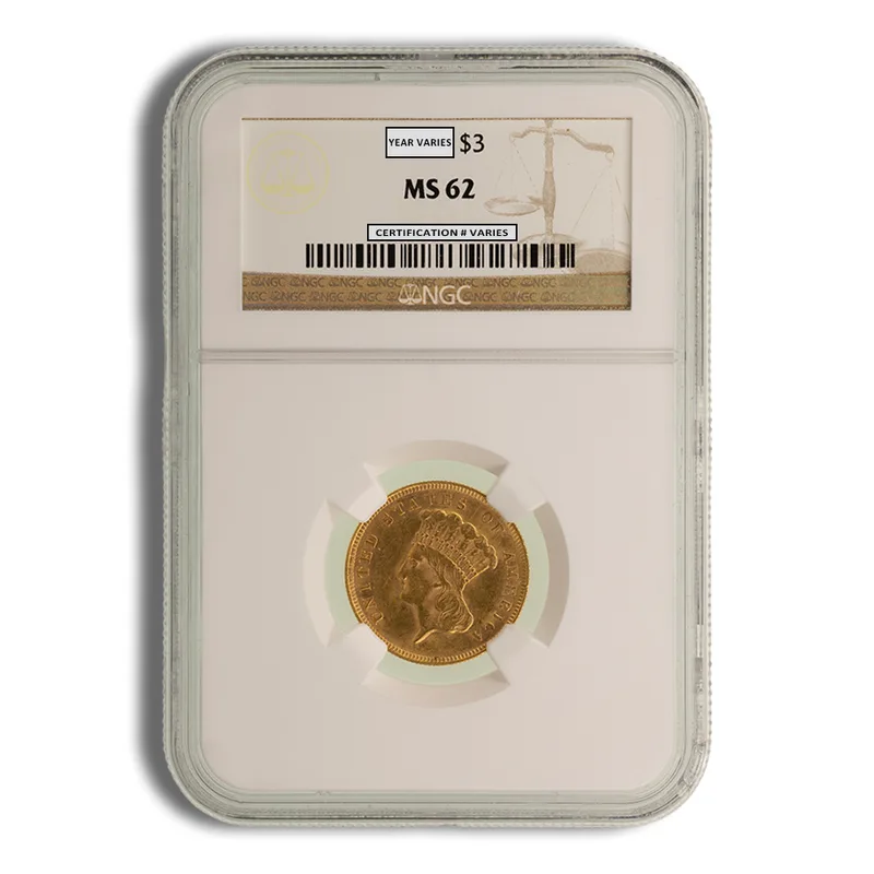 $3 Gold Princess - NGC MS62 — Gold bullion from Standard Bullion
