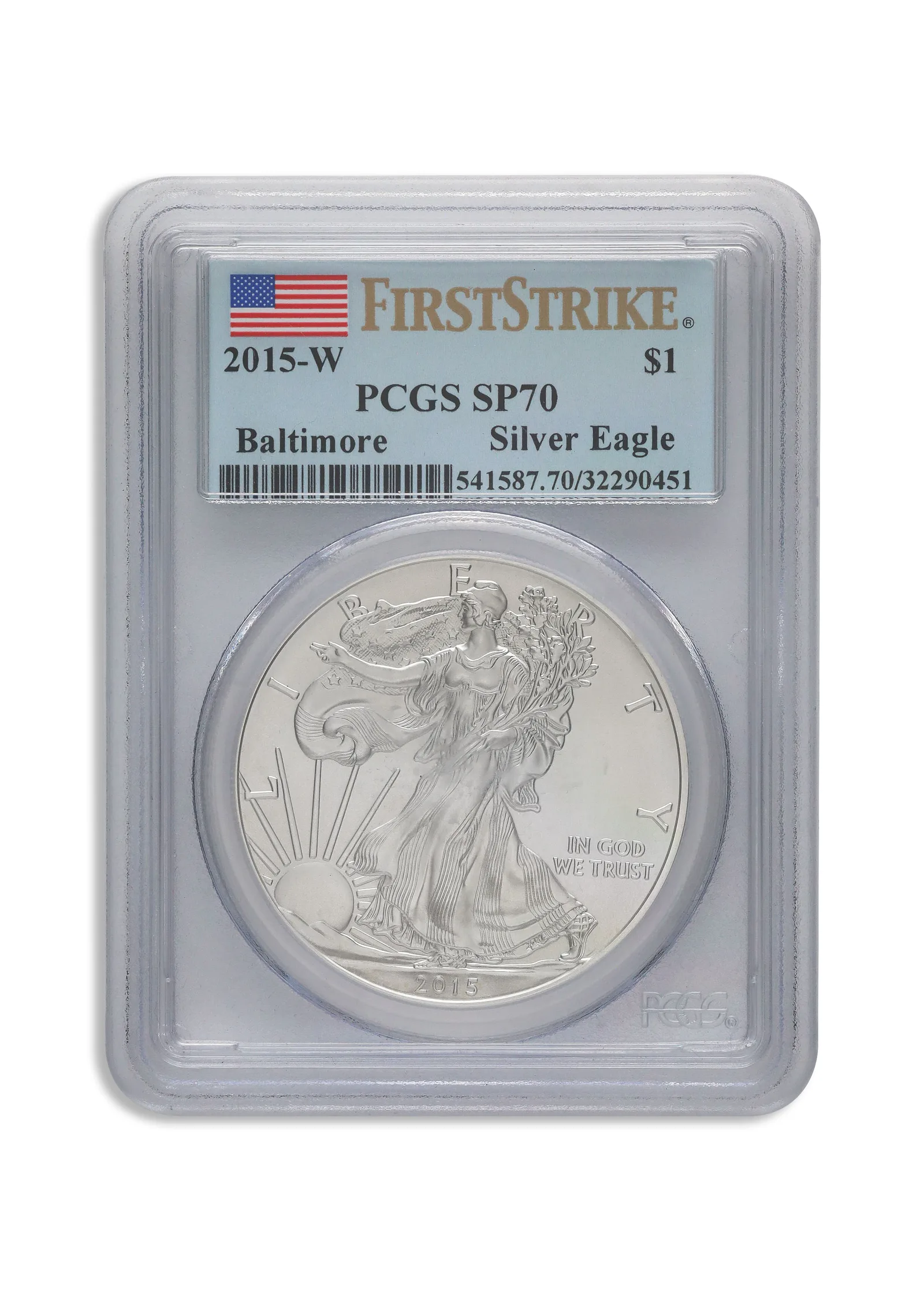 2015-W Burnished Silver Eagle PCGS SP70 FS — Silver bullion from Standard Bullion