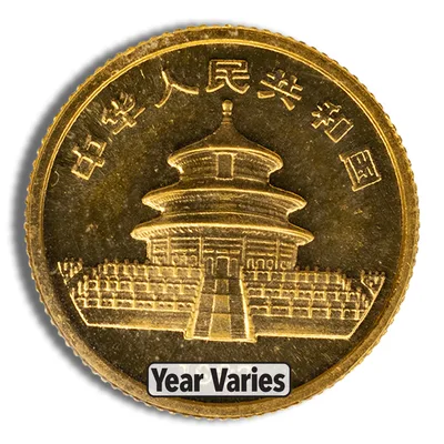 1/20 oz China Gold Panda - BU - Sealed (Year Varies) — reverse view