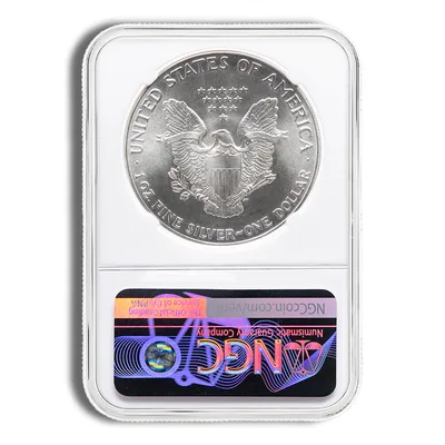 1986 Silver Eagle NGC MS70 — reverse view