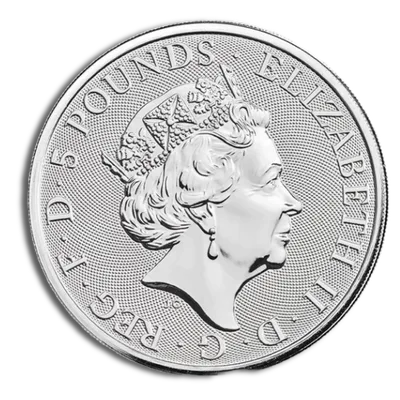 2 oz Silver Great Britain Queen's Beasts (Year/Design Varies) — reverse view