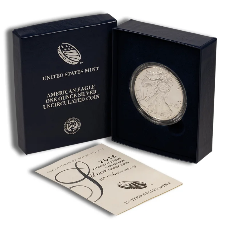 2016-W Burnished Silver Eagle with Box & COA — Silver bullion from Standard Bullion