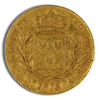 France Gold 20 Francs - Louis XVIII (1814-1815) — reverse view
