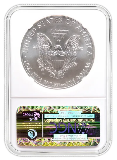 2011-W Burnished Silver Eagle NGC MS70 — reverse view