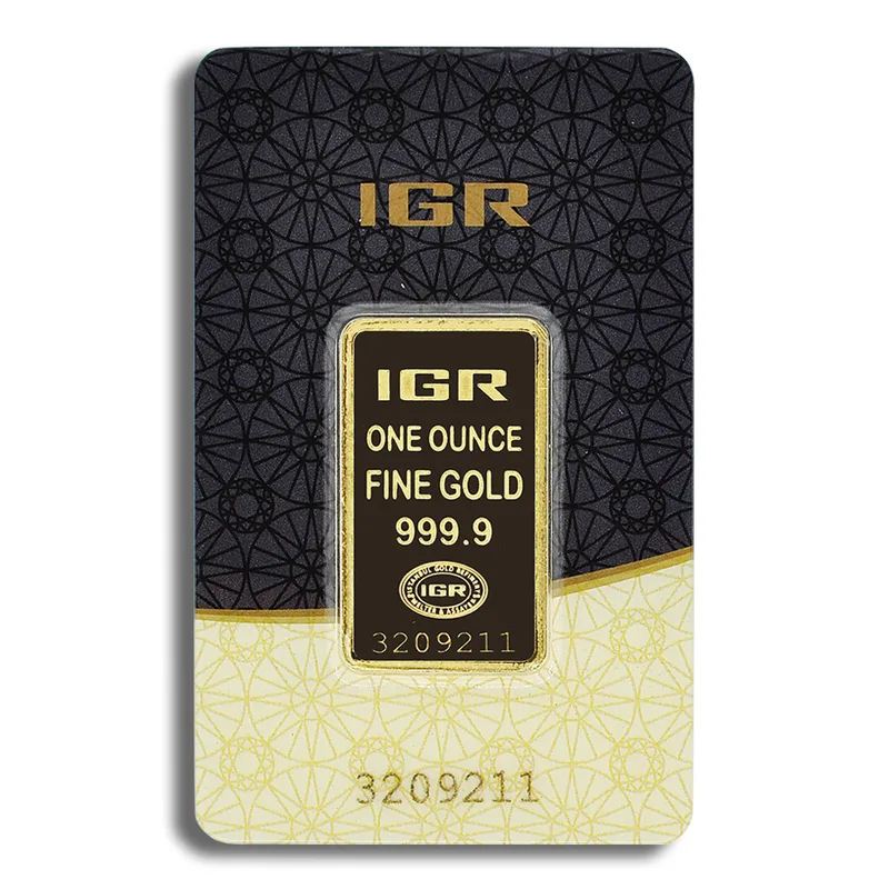 1 oz Gold Bar - IGR Metals (Carded) — Gold bullion from Standard Bullion