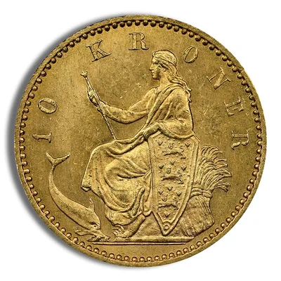 Denmark 10 Kroner Gold Coin — reverse view