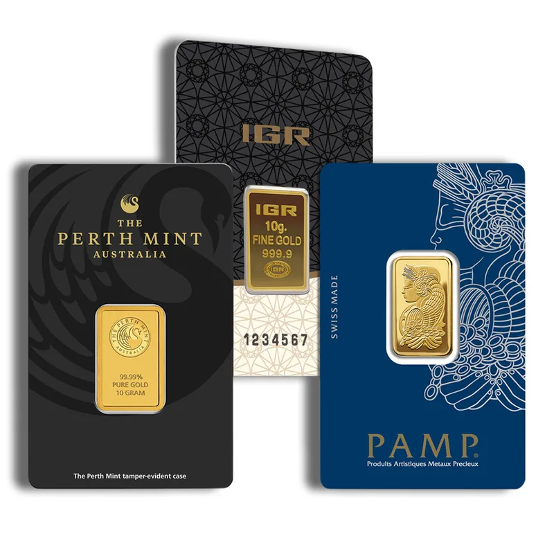 10 gram Gold Bar - Brand Varies (Carded) — Gold bullion from Standard Bullion