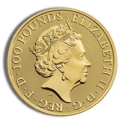 2021 1 oz Great Britain Queen's Beast Gold Coin - Greyhound — reverse view