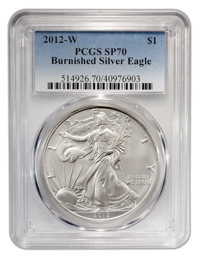 2012-W Burnished Silver Eagle PCGS SP70 — Silver bullion from Standard Bullion