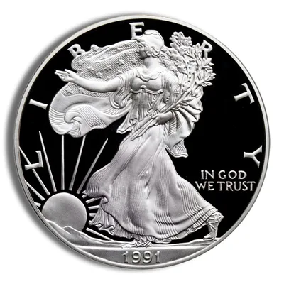 1991-S Proof Silver Eagle with Box & COA — reverse view