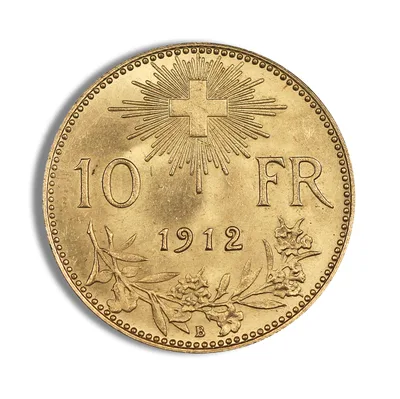 Switzerland Gold 10 Francs (1911-1922) — reverse view