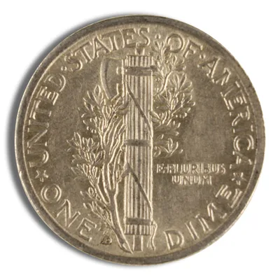 <body> FV 90% Silver Mercury Dimes - AU — reverse view
