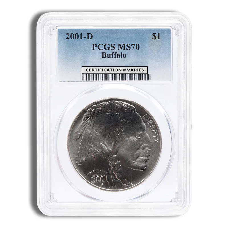 2001-D <body> Silver Buffalo Commem - PCGS MS70 — Silver bullion from Standard Bullion