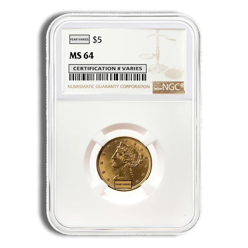 $5 Gold Liberty Half Eagle - NGC MS64 — Gold bullion from Standard Bullion