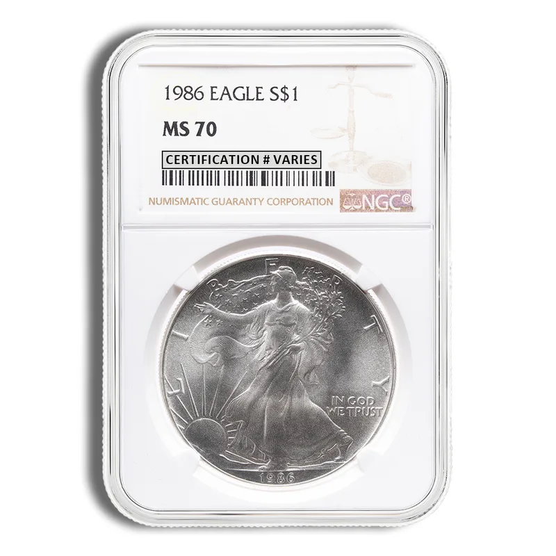 1986 Silver Eagle NGC MS70 — Silver bullion from Standard Bullion