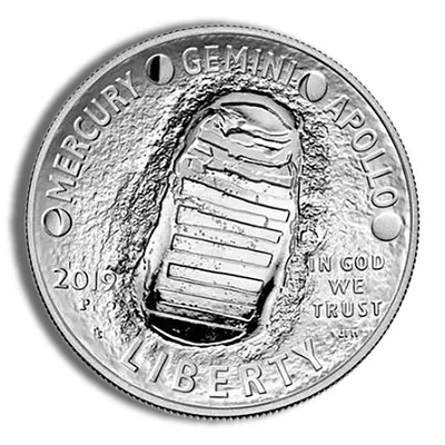 2019 Proof Silver Apollo 11 50th Anniversary Dollar <body> — reverse view
