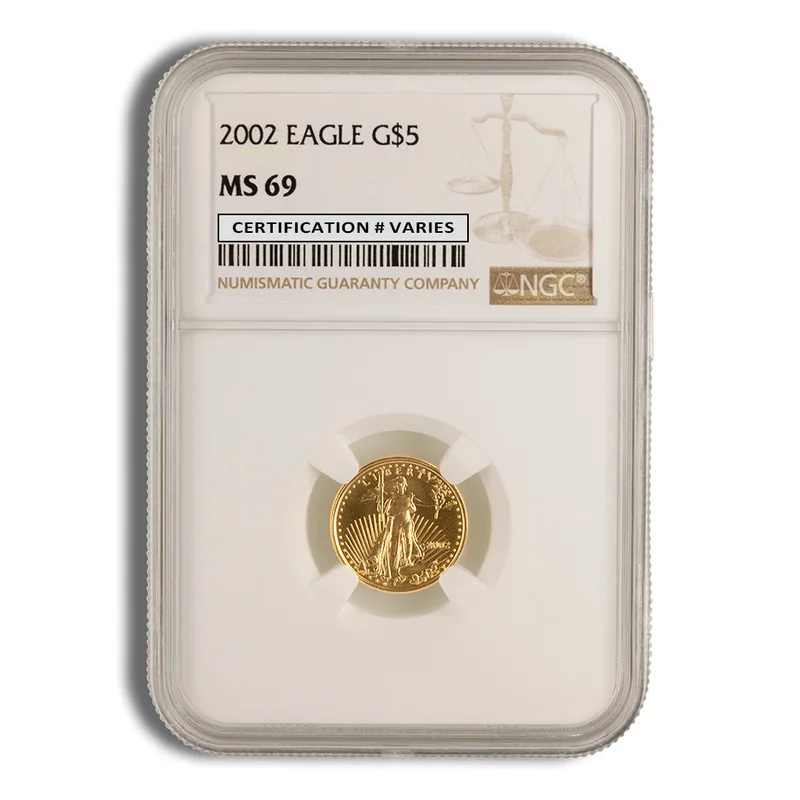 2002 1/10 oz Gold Eagle $5 NGC MS69 — Gold bullion from Standard Bullion