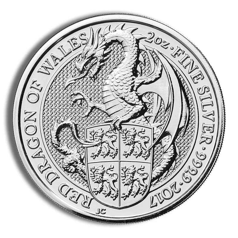 2017 2 oz Silver Great Britain Queen's Beasts - Dragon — Silver bullion from Standard Bullion