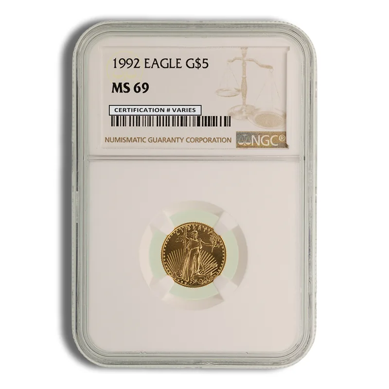1992 1/10 oz Gold Eagle $5 NGC MS69 — Gold bullion from Standard Bullion
