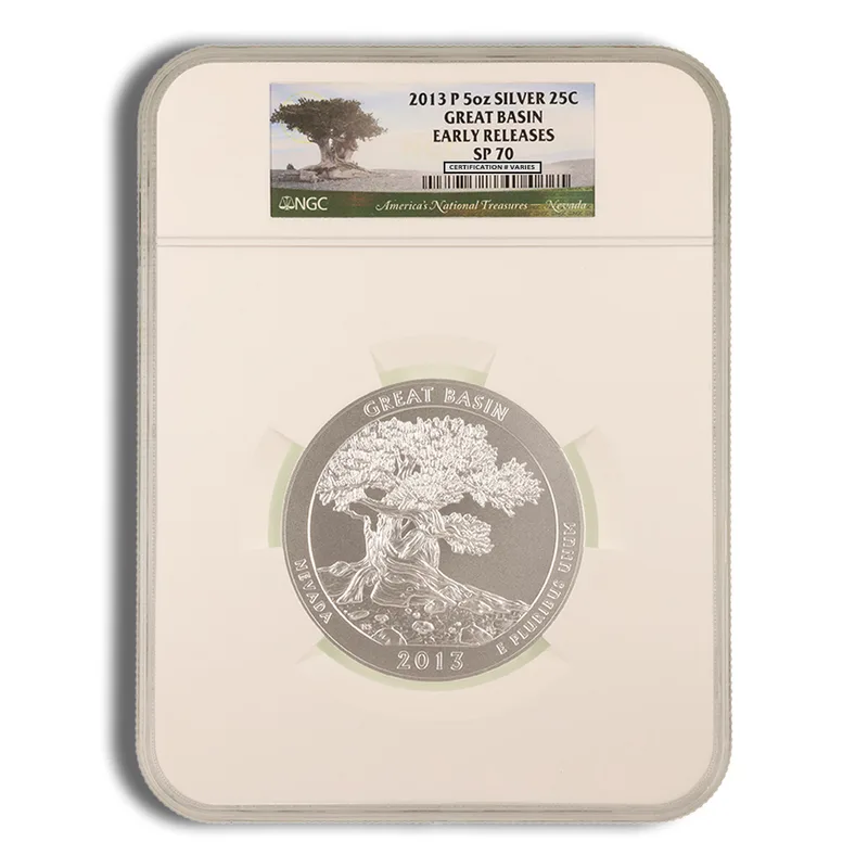 2013-P 5 oz ATB Great Basin Silver Coin NGC SP70 — Silver bullion from Standard Bullion