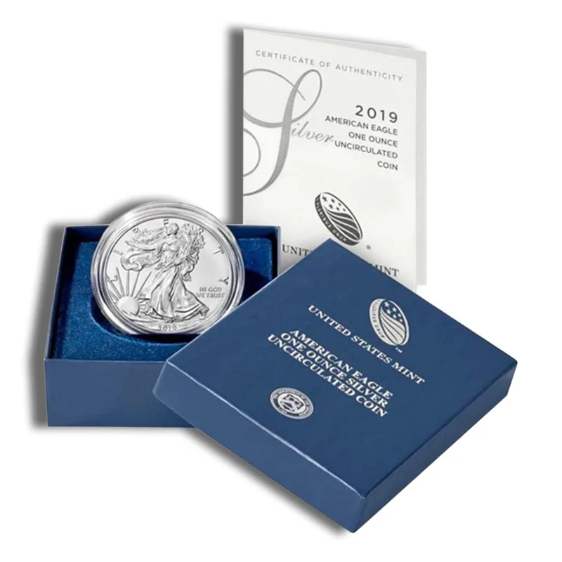 2019-W Burnished Silver Eagle with Box & COA — Silver bullion from Standard Bullion
