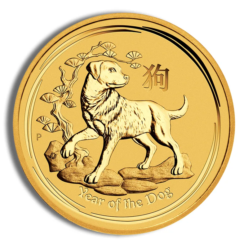 2018 1 oz Australia Gold Lunar Dog BU - Series II — Gold bullion from Standard Bullion