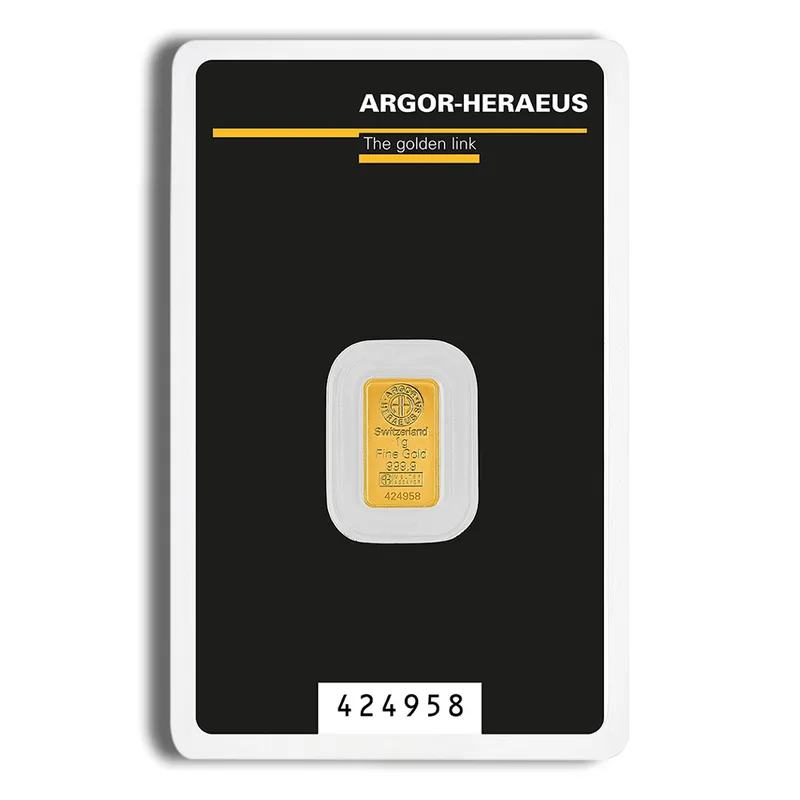 1 gram Gold Bar - Argor-Heraeus (Carded) — Gold bullion from Standard Bullion