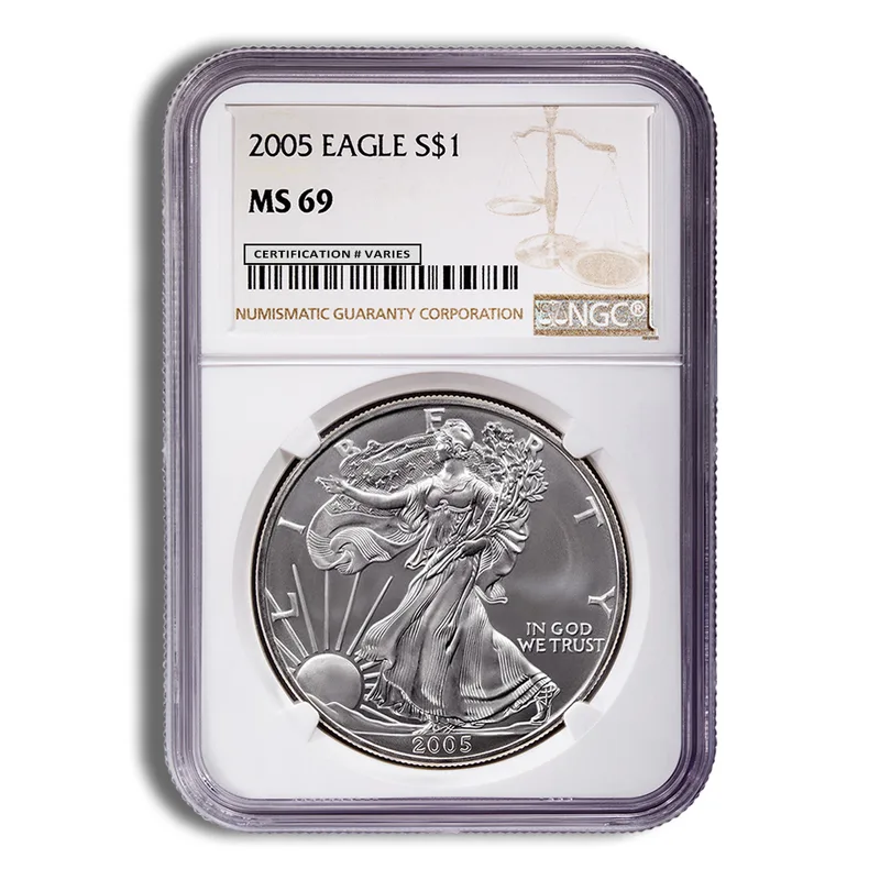 2005 Silver Eagle NGC MS69 — Silver bullion from Standard Bullion