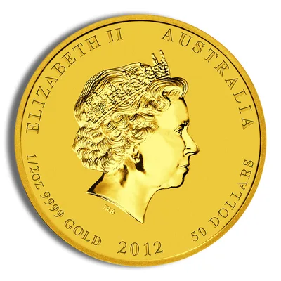 2012 1/2 oz Australia Gold Lunar Dragon BU - Series II — reverse view