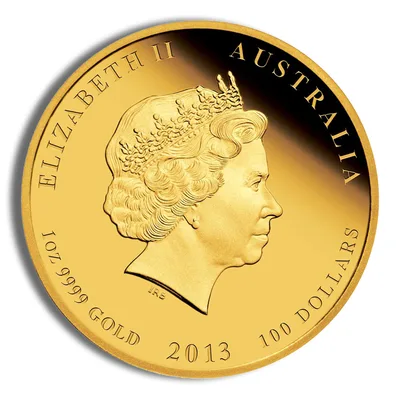 2013 1/20 oz Australia Gold Lunar Snake BU - Series II — reverse view