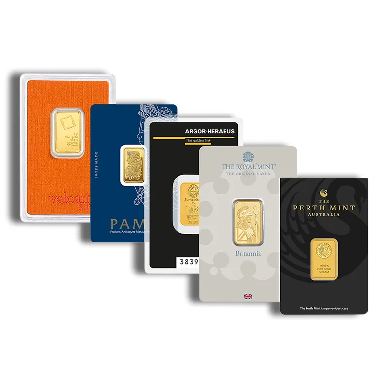 5 gram Gold Bar - Brand Varies (Carded) — Gold bullion from Standard Bullion