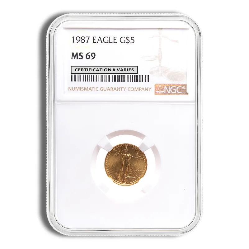 1987 1/10 oz Gold Eagle $5 NGC MS69 — Gold bullion from Standard Bullion