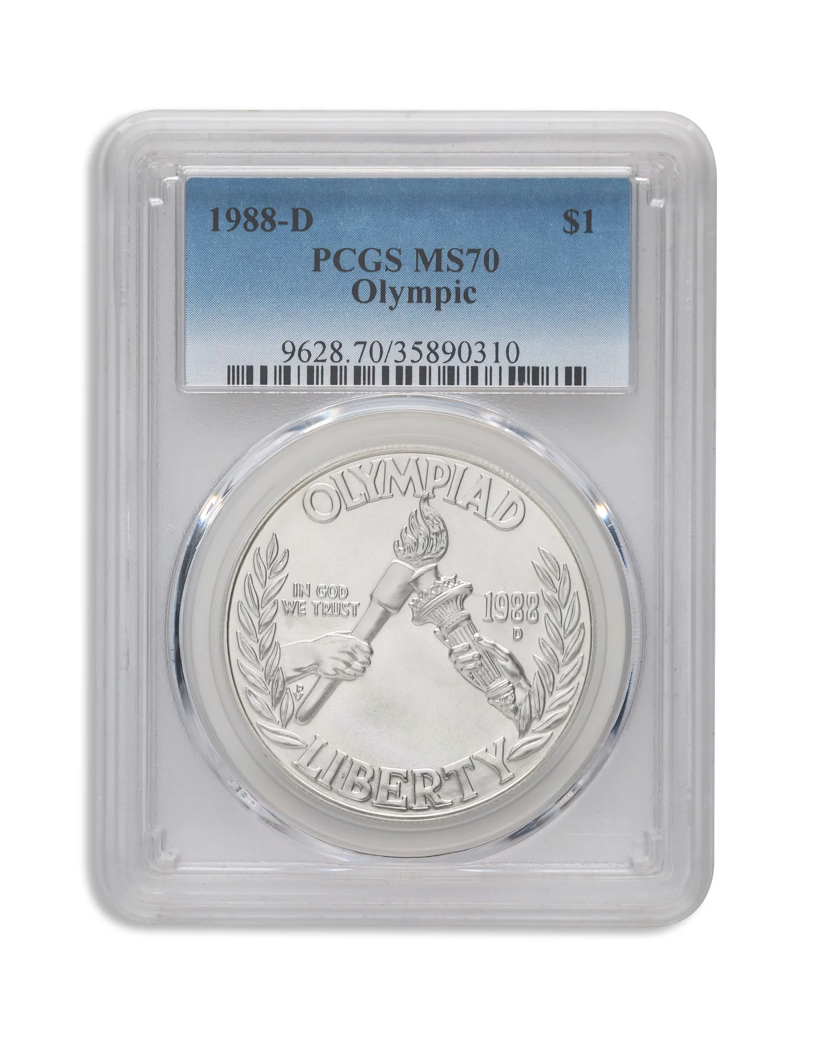 1988-D <body> Olympic Silver Commem - PCGS MS70 — Silver bullion from Standard Bullion
