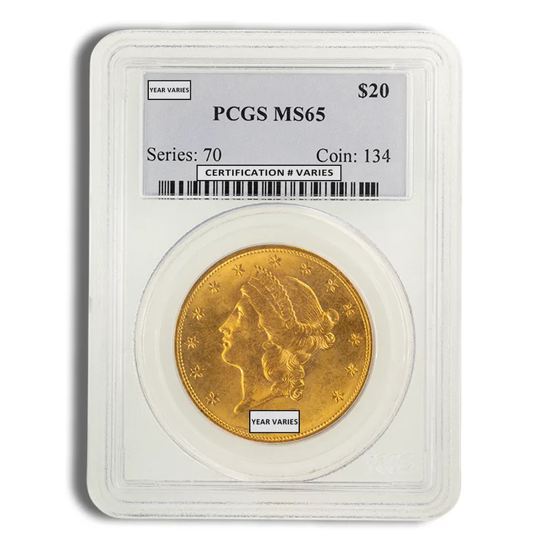 $20 Gold Liberty Double Eagle - PCGS MS65 — Gold bullion from Standard Bullion