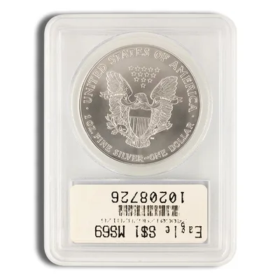 2002 Silver Eagle PCGS MS69 — reverse view