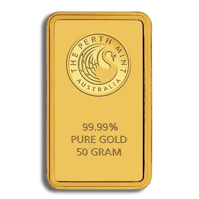 50 gram Gold Bar - Perth Mint (Carded) — packaging view