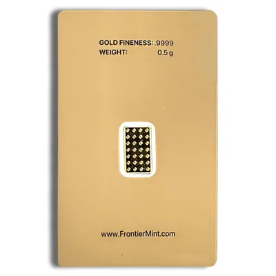 1/2 gram Gold Bar - Frontier Mint (Carded) — reverse view