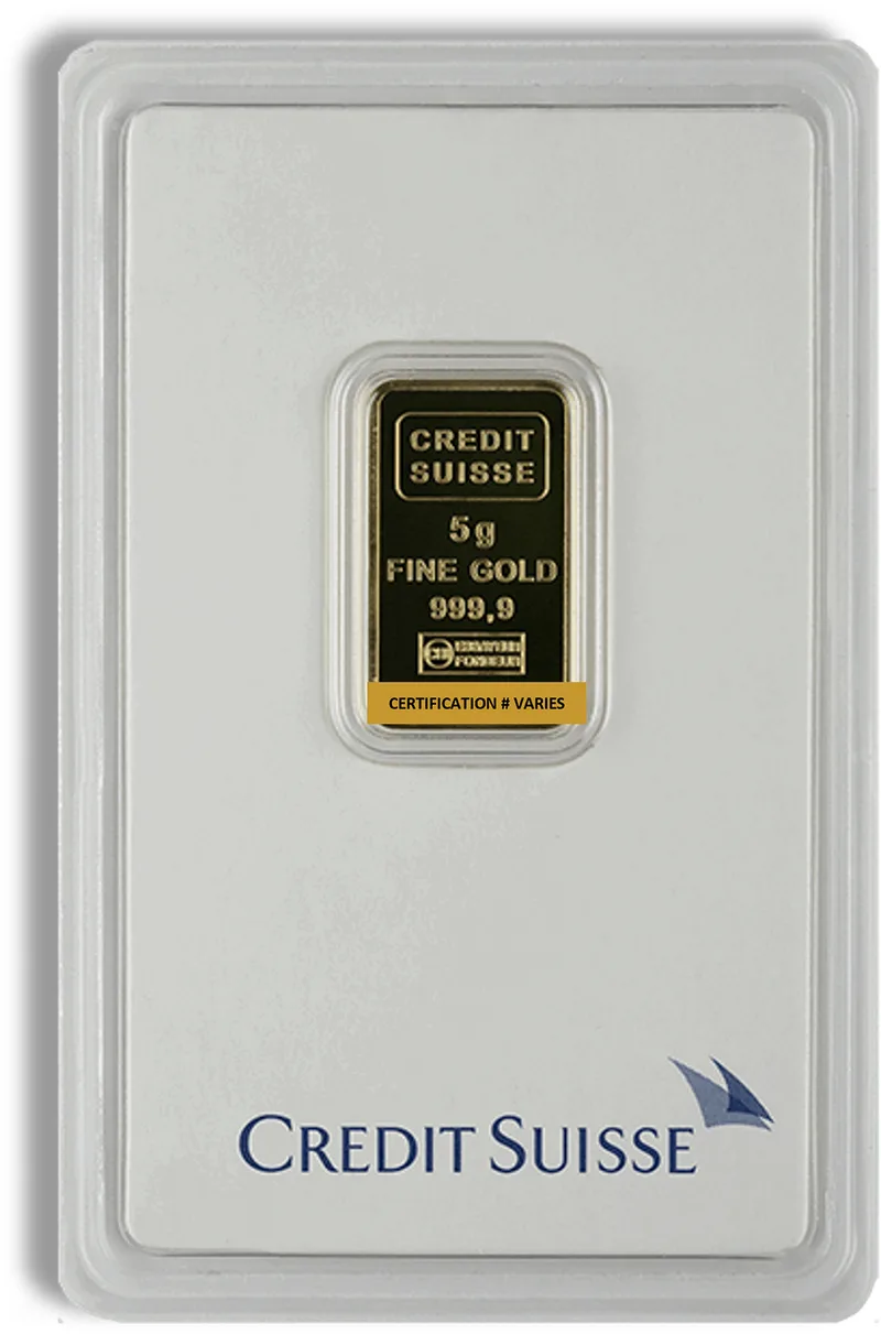 5 gram Gold Bar - Credit Suisse (Carded) — Gold bullion from Standard Bullion