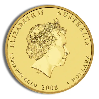 2008 1/20 oz Australia Gold Lunar Mouse BU - Series II — reverse view