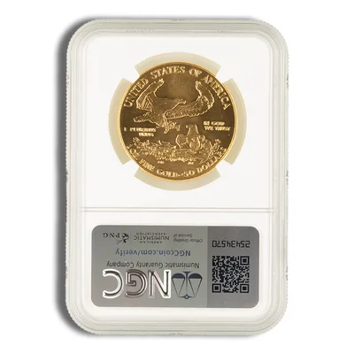 1986 1 oz Gold Eagle $50 NGC MS69 — reverse view