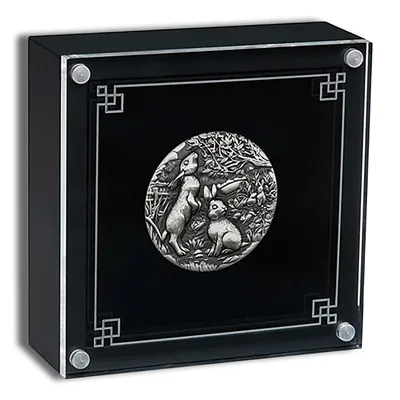 2023 2 oz Australia Silver Lunar Rabbit BU - Series III - Antiqued — packaging view